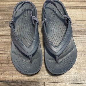 CROCS kids Child size 12 Charcoal Slip-On Footwear 🩴 flip flop